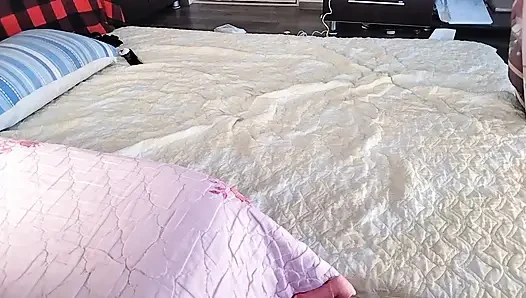 A sexy hairy brunette does housework naked.