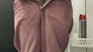 Striptease in Shiny Pantyhose at Work
