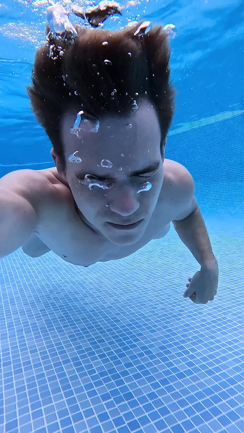 Fit twink nude pool action