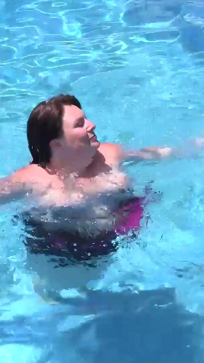 Busty Redhead MILF JoJo Robinson Goes Skinny Dipping in the Pool | Clip 1