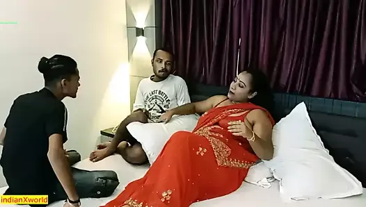Indian Bengali beautiful stepsister shared and fucked! Hot threesome sex