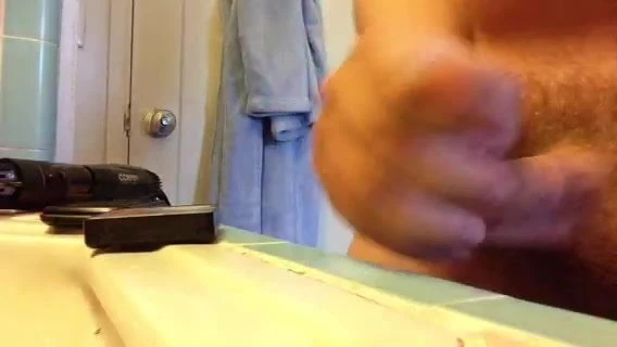 Close up front view cumshot