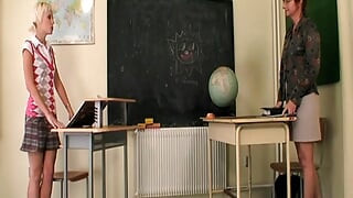 Stunning teen seduced by older man and granny teacher during music lesson