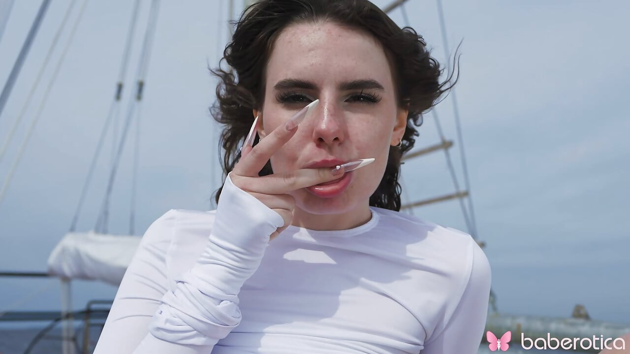 Solo brunette Darcy Dark enjoys masturbation on a sailboat,in 4K.