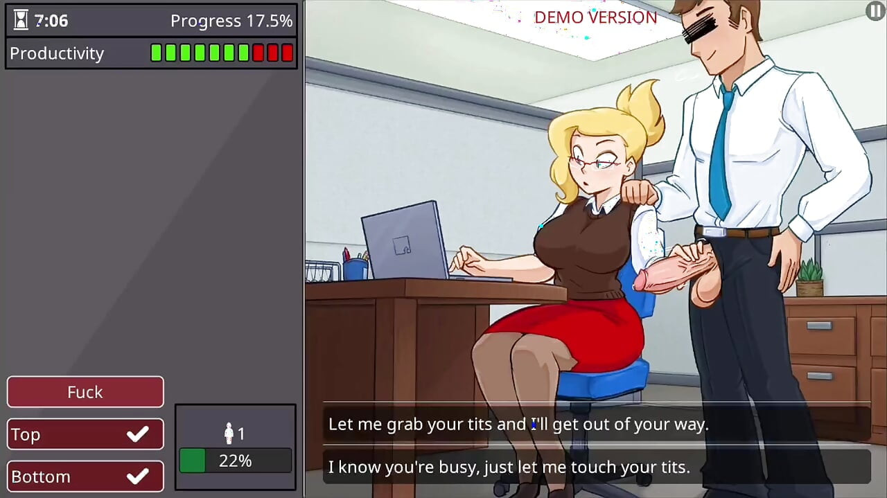 Office girl with big boobs and big ass barely working