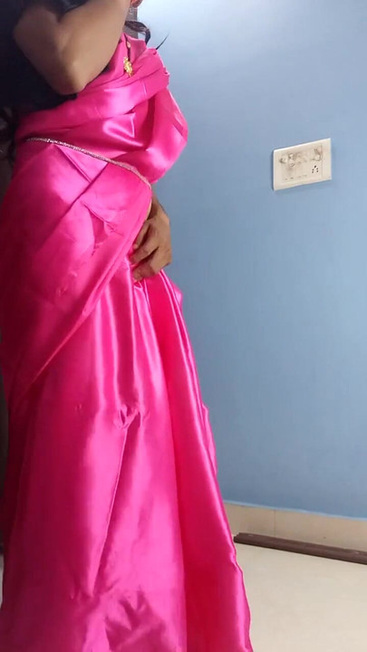 Gorgeous satin pink saree and satin peticot | Clip 2