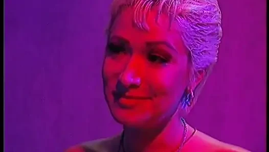 Amazing blonde slut blows a few cocks and swallows a glass of semen in the secret room