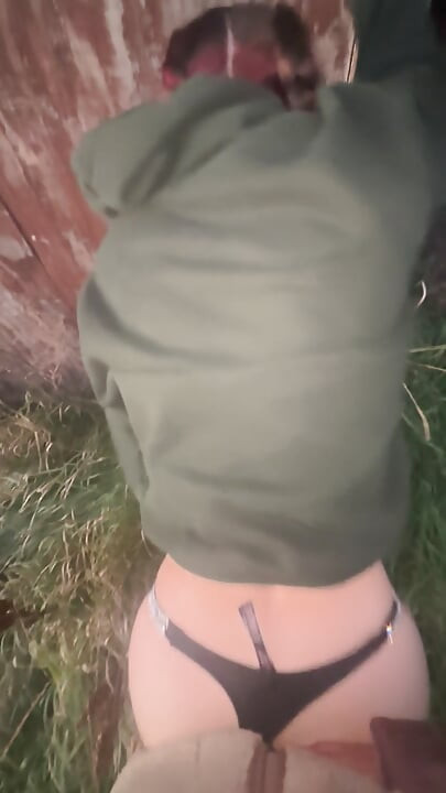 Teen Slut Fucks Outside at Abandonded Farm