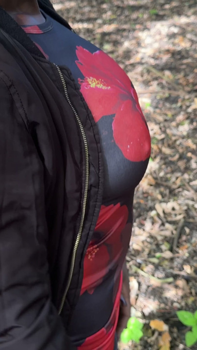 Ebony Solo Tease Outdoor - Nude in the Woods