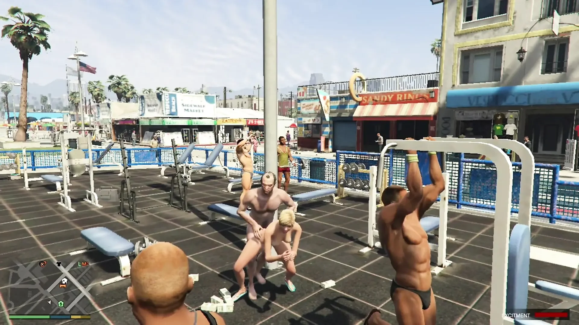 Tracey have sex with her Sugar daddy Trevor in outdoor beach gym