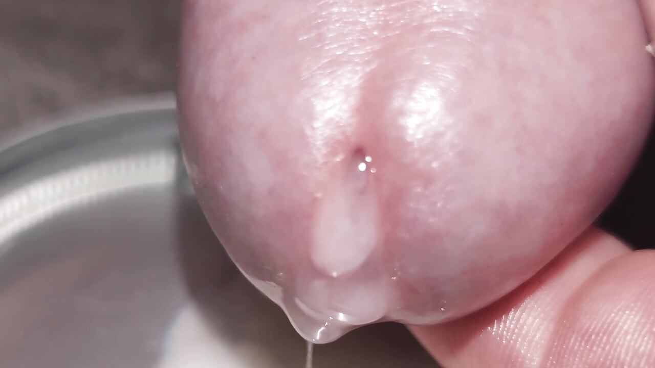 Play, Edge and Leak Lots of Sperm Precum Spunk. Close up Thick Cum Load. Swallow My Own Load