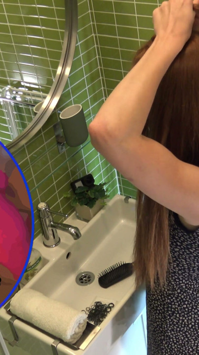 Cutest Redhead Petite Girlfriend does a Hairdo in the Bathroom No Panties No Bra in a Sexy Sundress | Clip 1