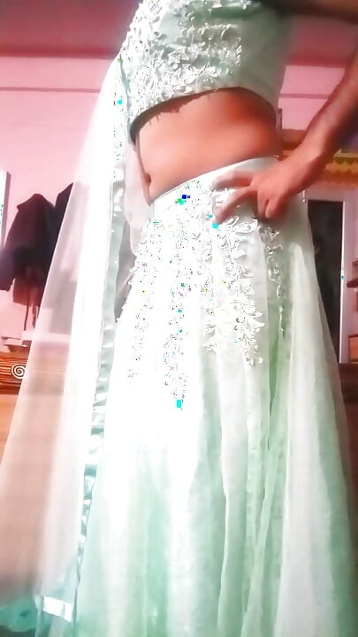 Indian Gay Crossdresser Bottom in Blue Lehanga