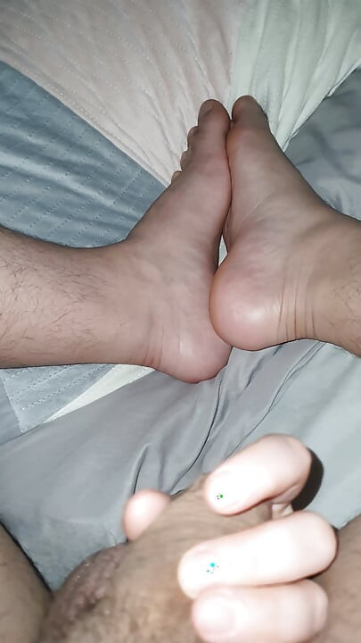 Step mom grabs step son big long dick and handjob his dick
