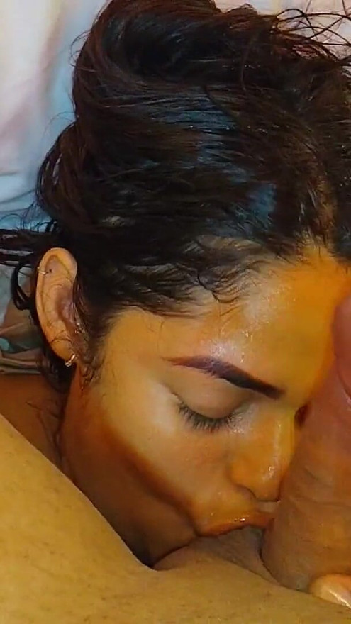 wet and messy povblowjob and mouth fucked by my husband while restrain me with his legs | Clip 2