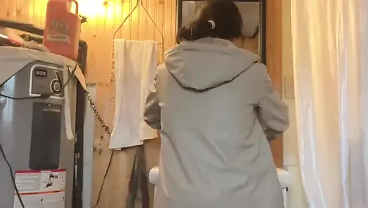 Cooking Food at Kitchen Then Pussy Cant Wait Go to Piss