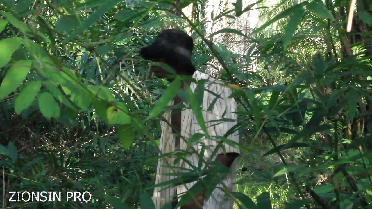 African girl in search of firewood in the bush got fuck by a bush man