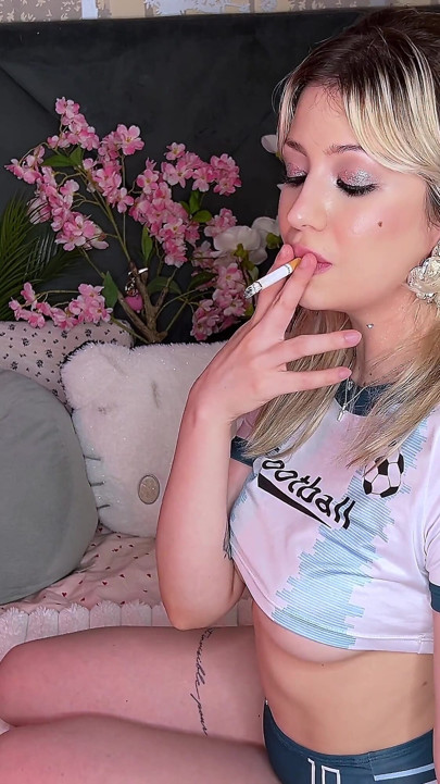 Hot Blonde Soccer Girl Smoking Tease - Cigarette Fetish & Flirting