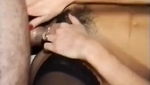 A hot blonde blonde girl fucked by a black guy and the waiter at a club!