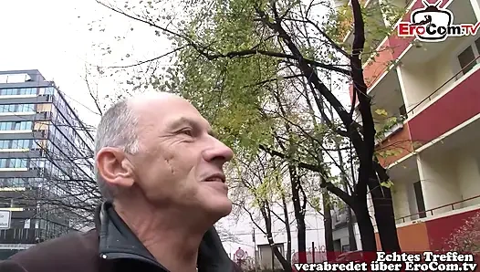 German tall housewife approached and fucked by grandpa on the street