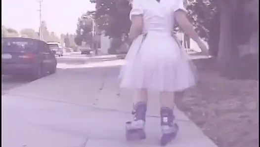 Redhead midget babe gives head to handsome dude