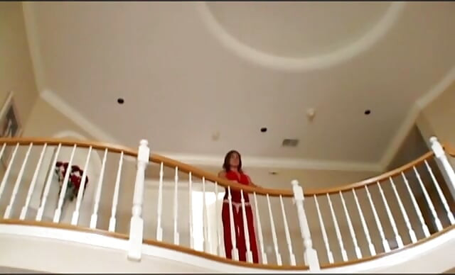 Busty whore gets fucked hard by studs and eats cum off a plate