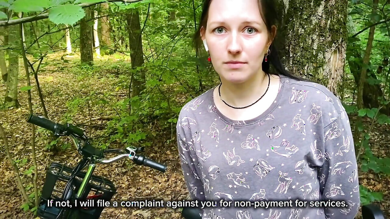 Dumb Brunette Broke Her Bike in the Woods & Pay with Her Pussy for the Repair! Doggystyle Fuck