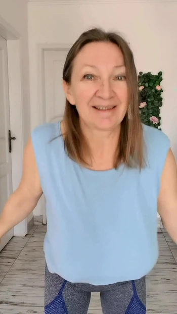 Captivating moment from "Granny with huge boobs is jumping merrily and her boobs are jumping too"