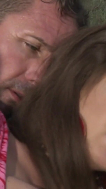 Iconic moment from "Naughty brunette seduces country boy to bang her outdoors"
