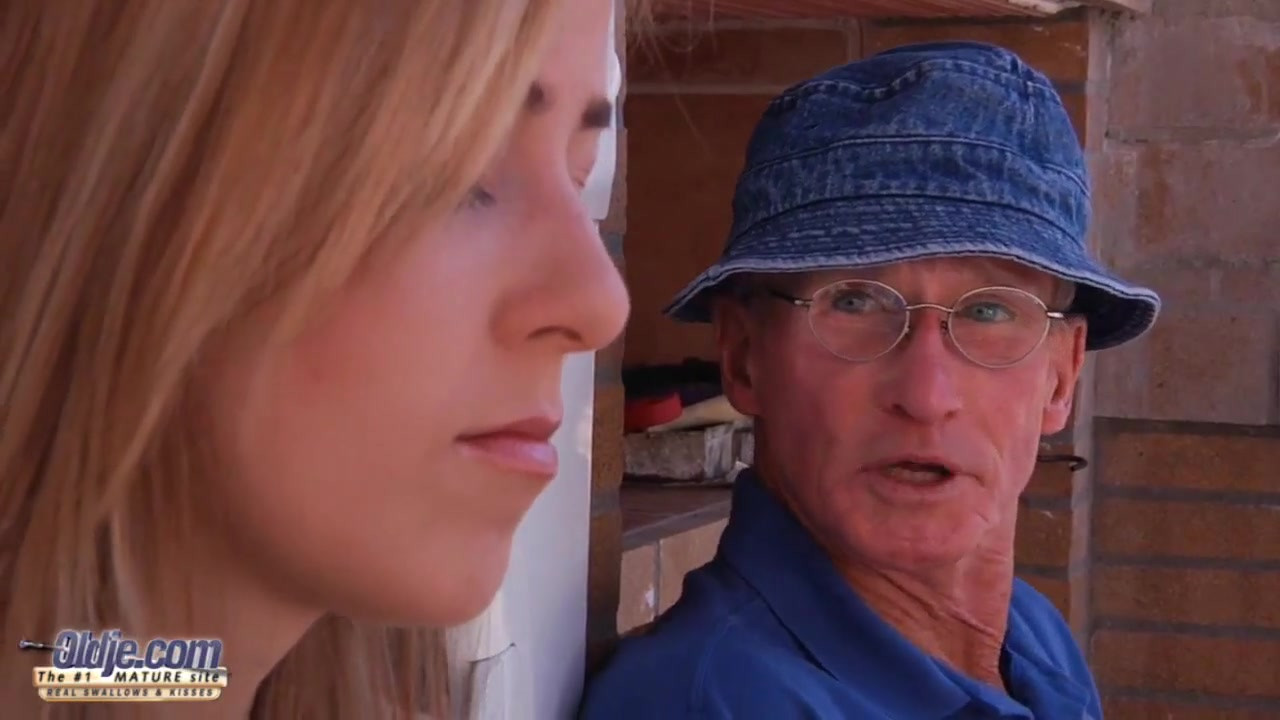 Beautiful teen sucks grandpa outdoors and she swallows it all