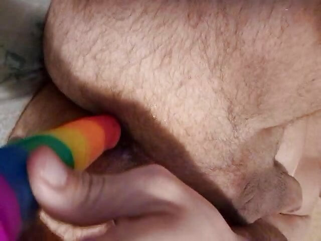 playing with new dildo