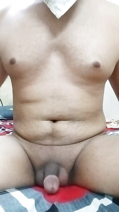 Indian Gay Husband Showing His Brown Cock on Bed