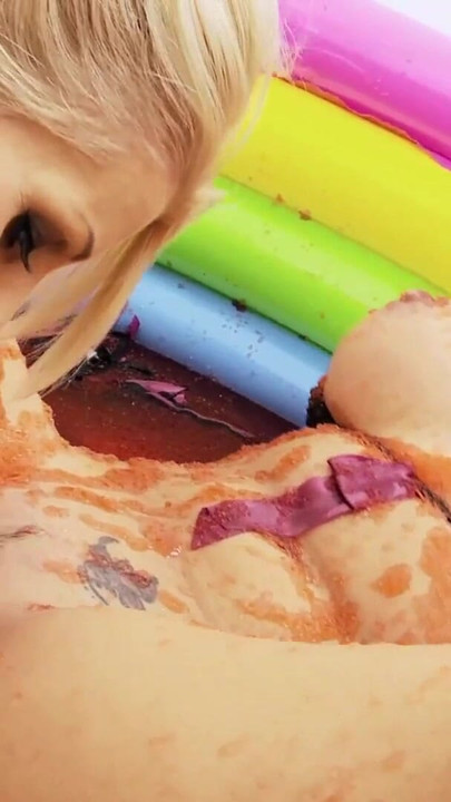 Two sexy lesbians are rolling in the mud pool and having some soft BDSM action | Clip 2