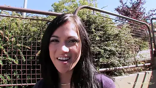 Brunette gets fucked doggy style after getting cunnilingus