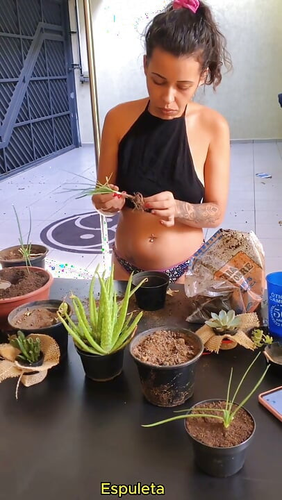 Daily Life of a Hottie - Arranging Her Plants