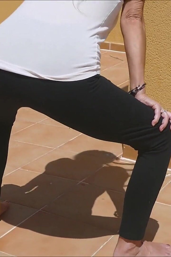 Orgasm Fingering with Big Butt Ass Spreading Pulling Down My Sweaty Yoga Pants Exercising Outdoor