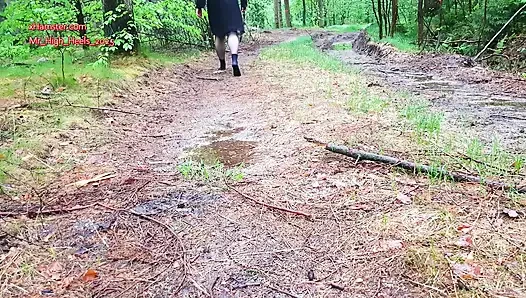 With socks in the forest