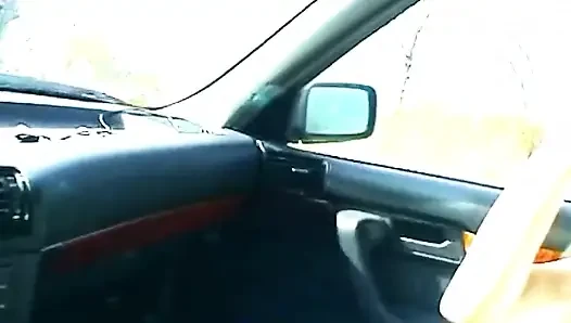 Blonde Sucks Cock and Shows Wet Pussy in Car