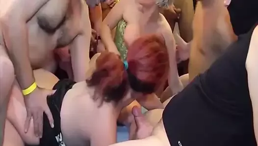 wild german chicks first gangbang orgy