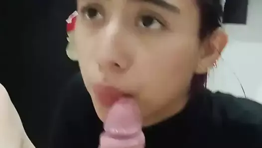 hot guy lets his stepsister in and gives her good oral sex until he cums in her mouth