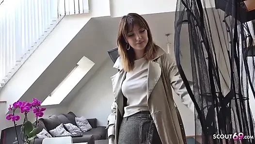 Floppy tits teen Kristin talk to rough anal sex at street casting