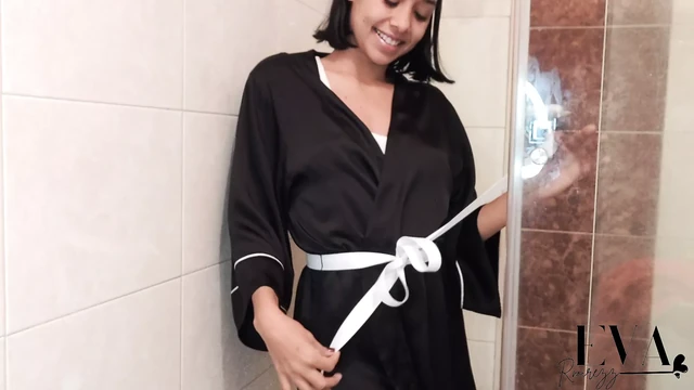 Blowjob with room mate on Bathroom