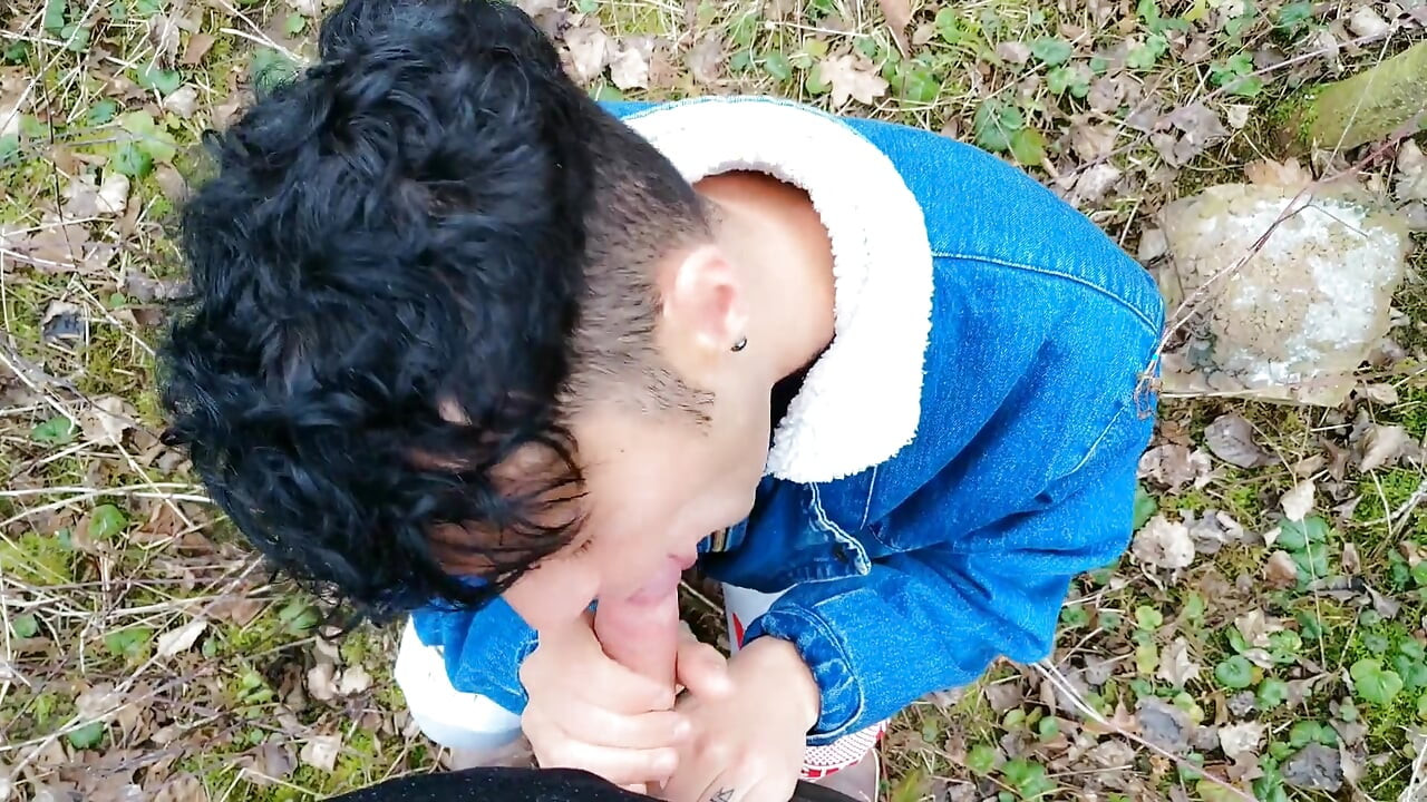 Amateur Long Blowjob POV - Sucking in Light Rainy Day Outside