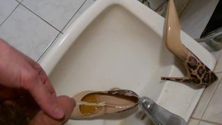 Piss in wifes camel stiletto high heels