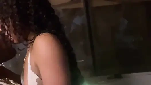 Ebony Amateur Fucks Her Stepsister's Husband in the Hot Tub