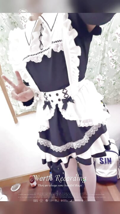 Crossdresser White Stocking and Maid