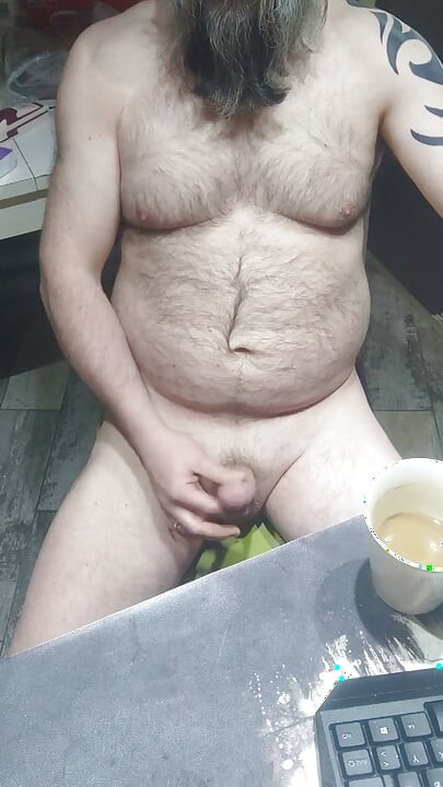 Drinking Morning Coffe and Jerk My Cock
