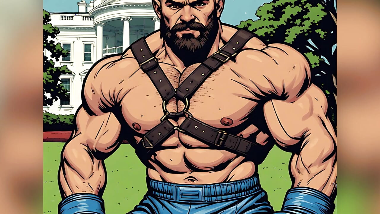 White House Lawn Fighter Bulge Comic Style Art