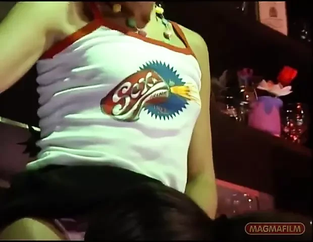 The Bravest of the Three Girlfriends in the Billiard Salon Gets a Blowjob From the Boss DJ