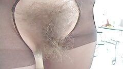 petite girl gets her hairy pussy fucked, her wet juice dripping down her shag hair